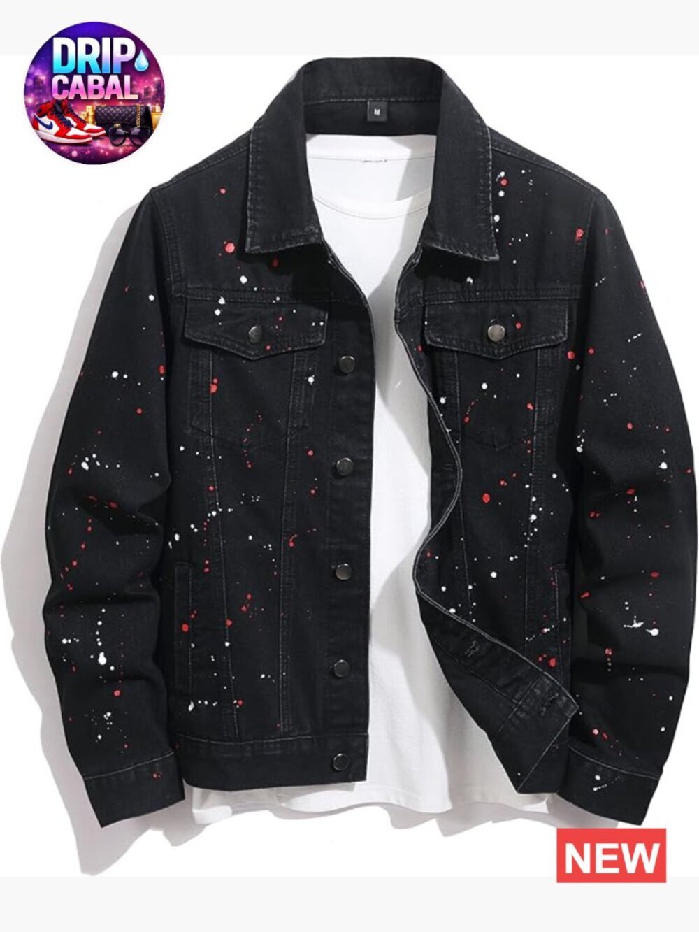 Men's Stretch Slim Fit Denim Jacket Ripped Trucker Coat